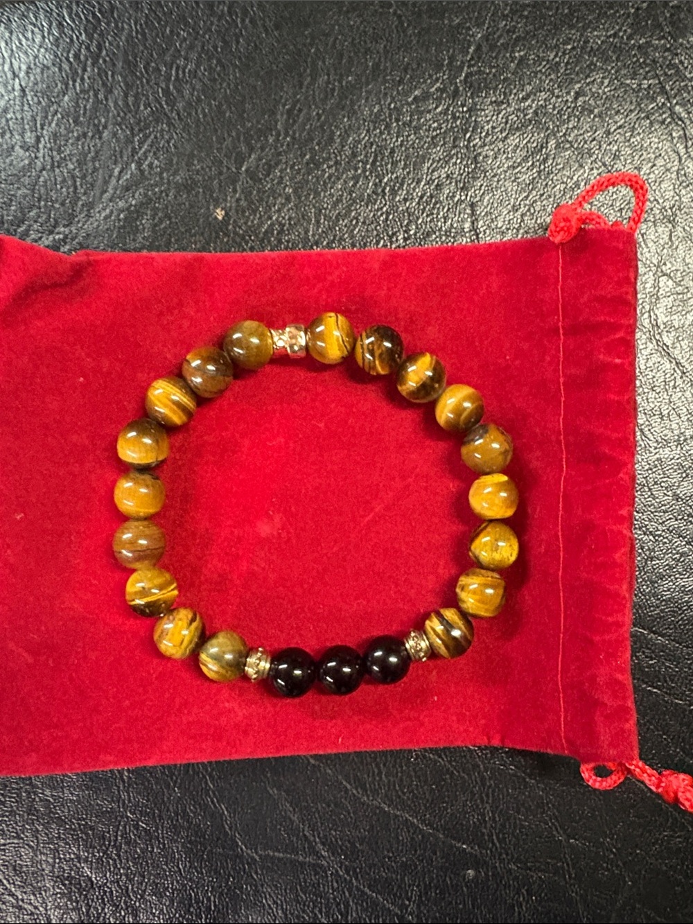 Hand Crafted Mens Tiger Eye Beaded Bracelet